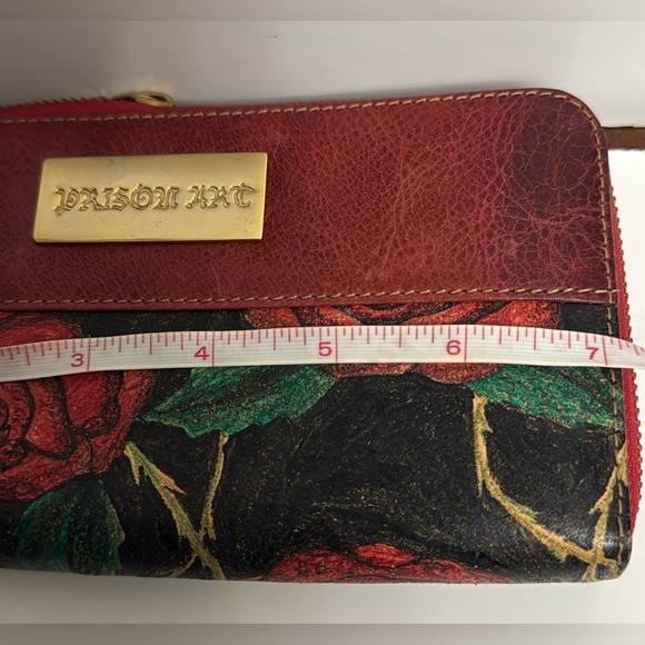 PRISON ART RED FLORAL EXCLUSIVE DESIGN WOMENS LEATHER WALLET - Picture 9 of 10